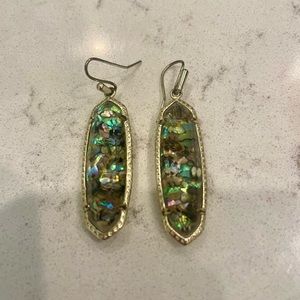 Kendra Scott Lauren Earrings Crushed Abalone Shell Gold Tone RETIRED